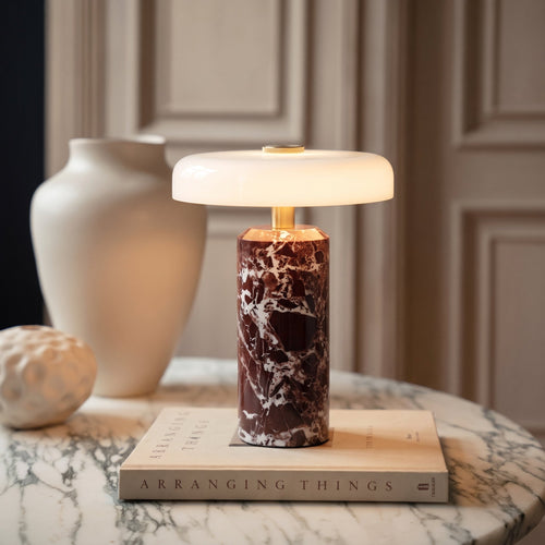 Trådlös Bordslampa i Marmor och Glas