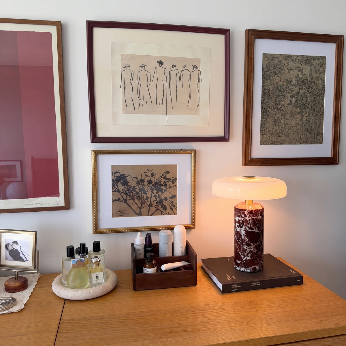 Trådlös Bordslampa i Marmor och Glas