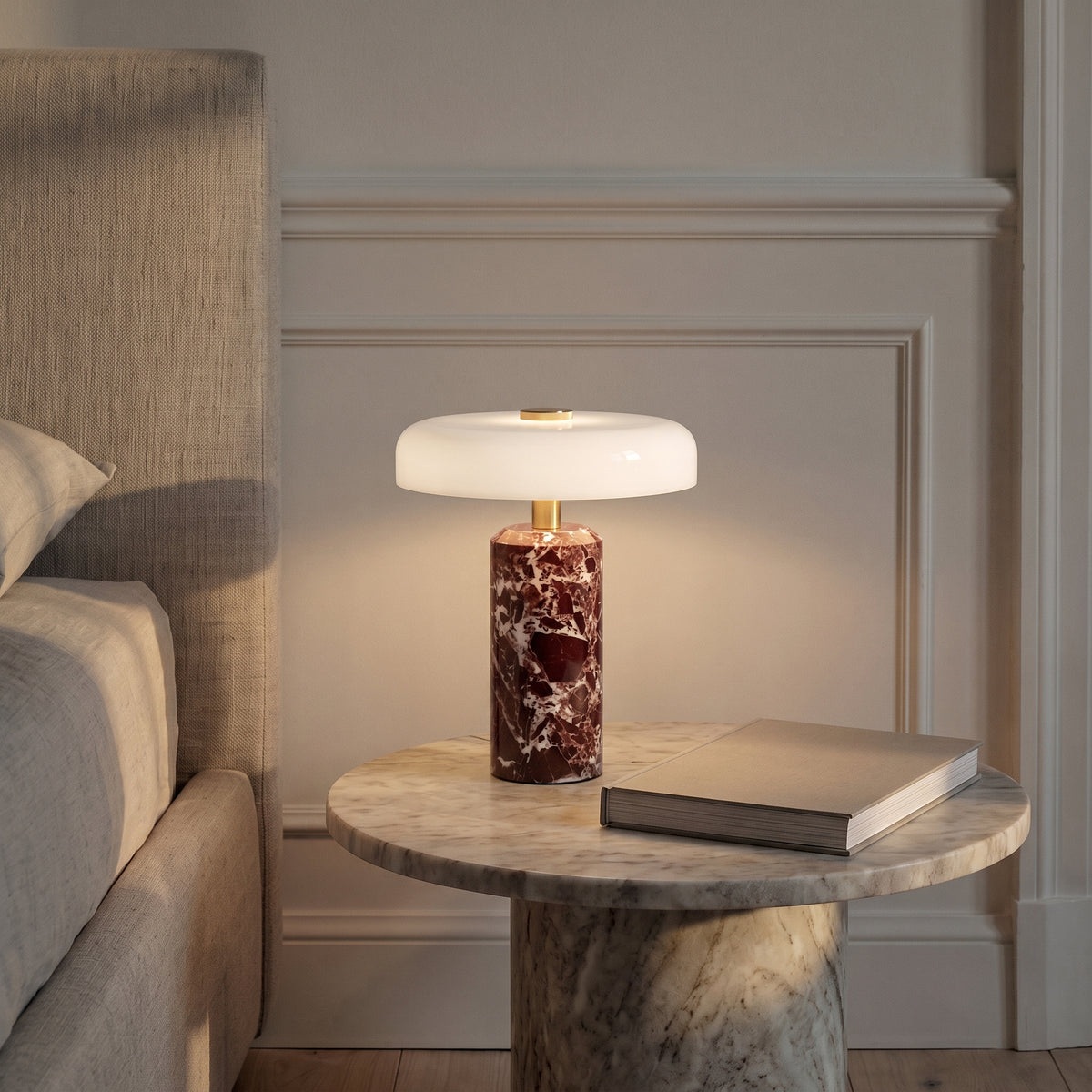 Trådlös Bordslampa i Marmor och Glas